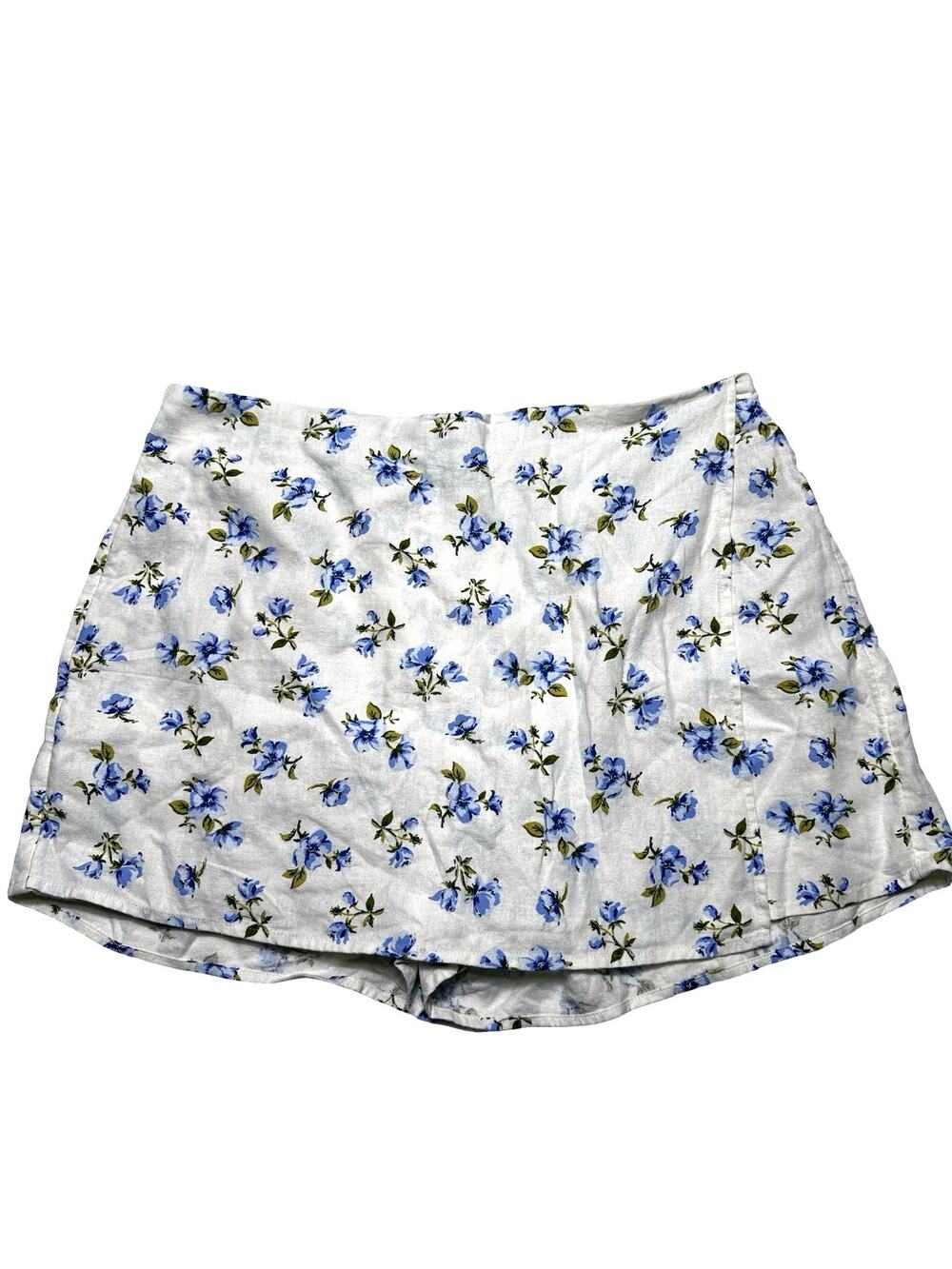 NWT Old Navy Floral Light Blue Linen Wrap SKirt Size Large